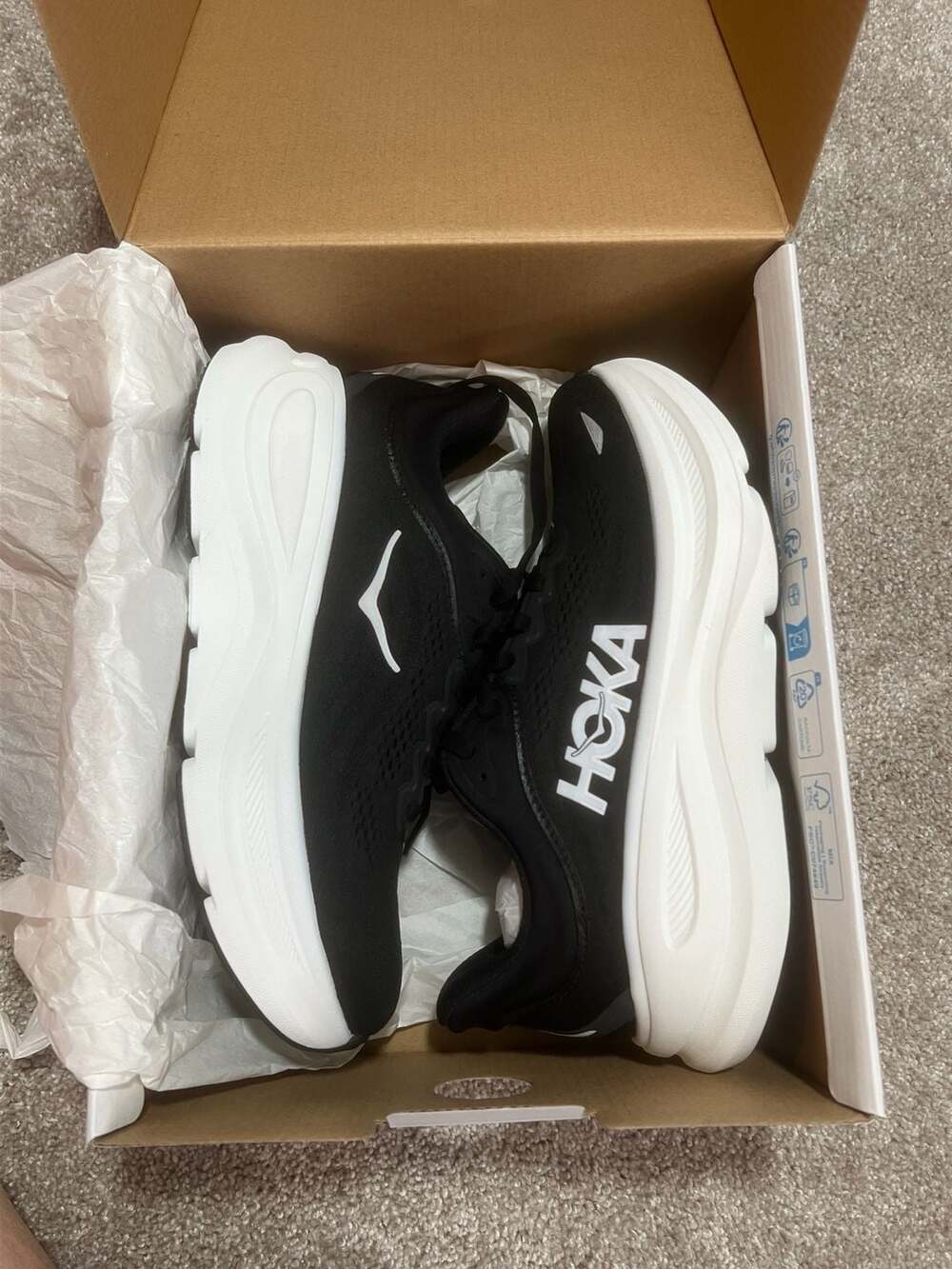 HOKA Bondi 9 Black White Running Shoes